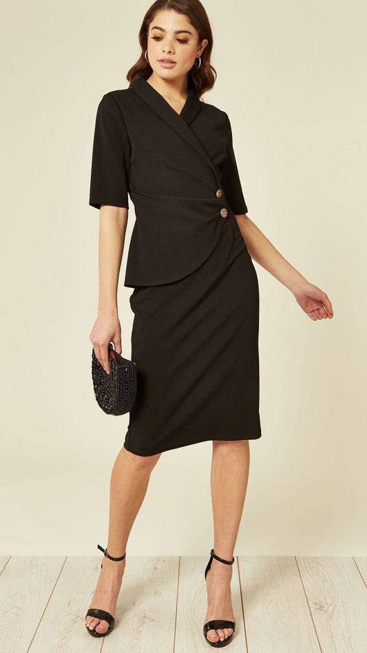 Wrap Blazer Dress in Black