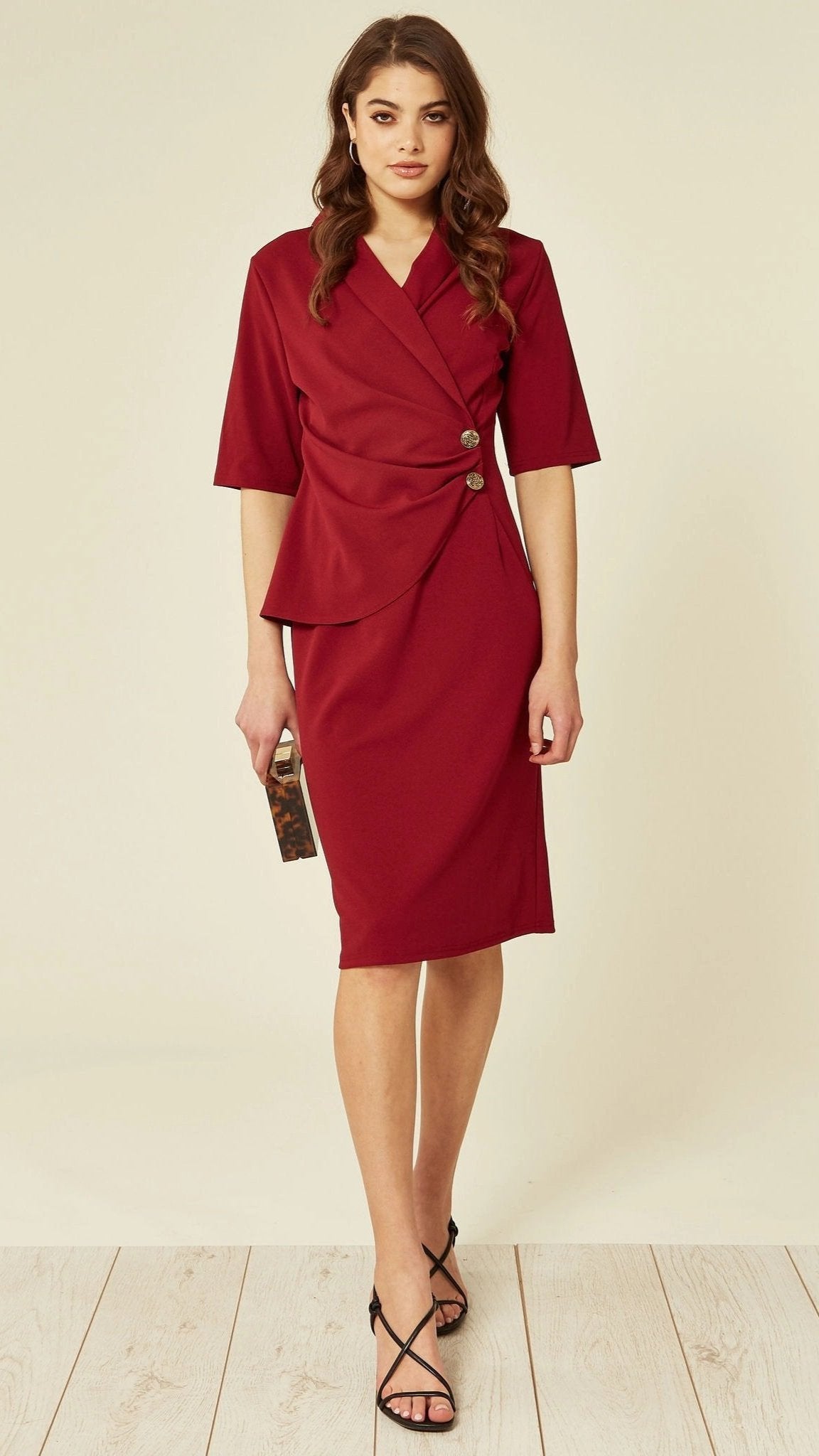 Wrap Blazer Dress in Wine