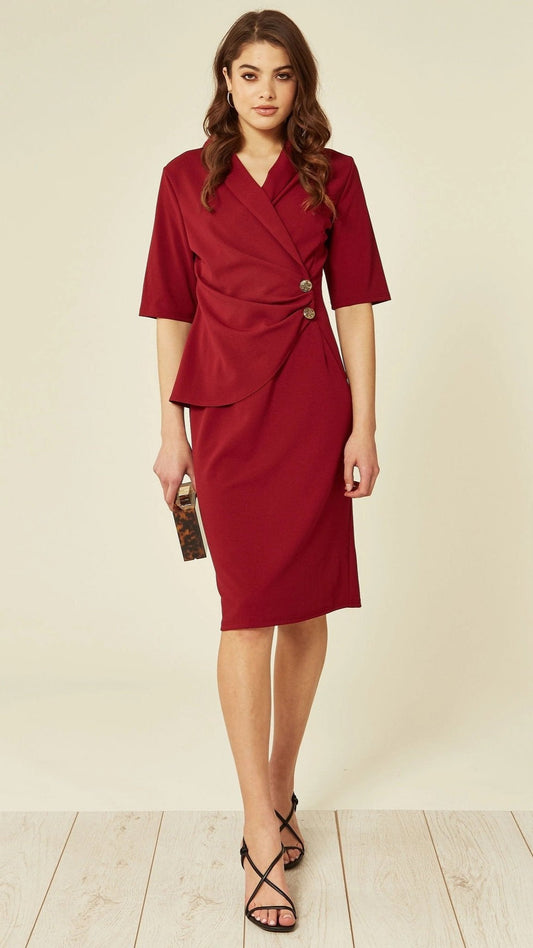 Wrap Blazer Dress in Wine