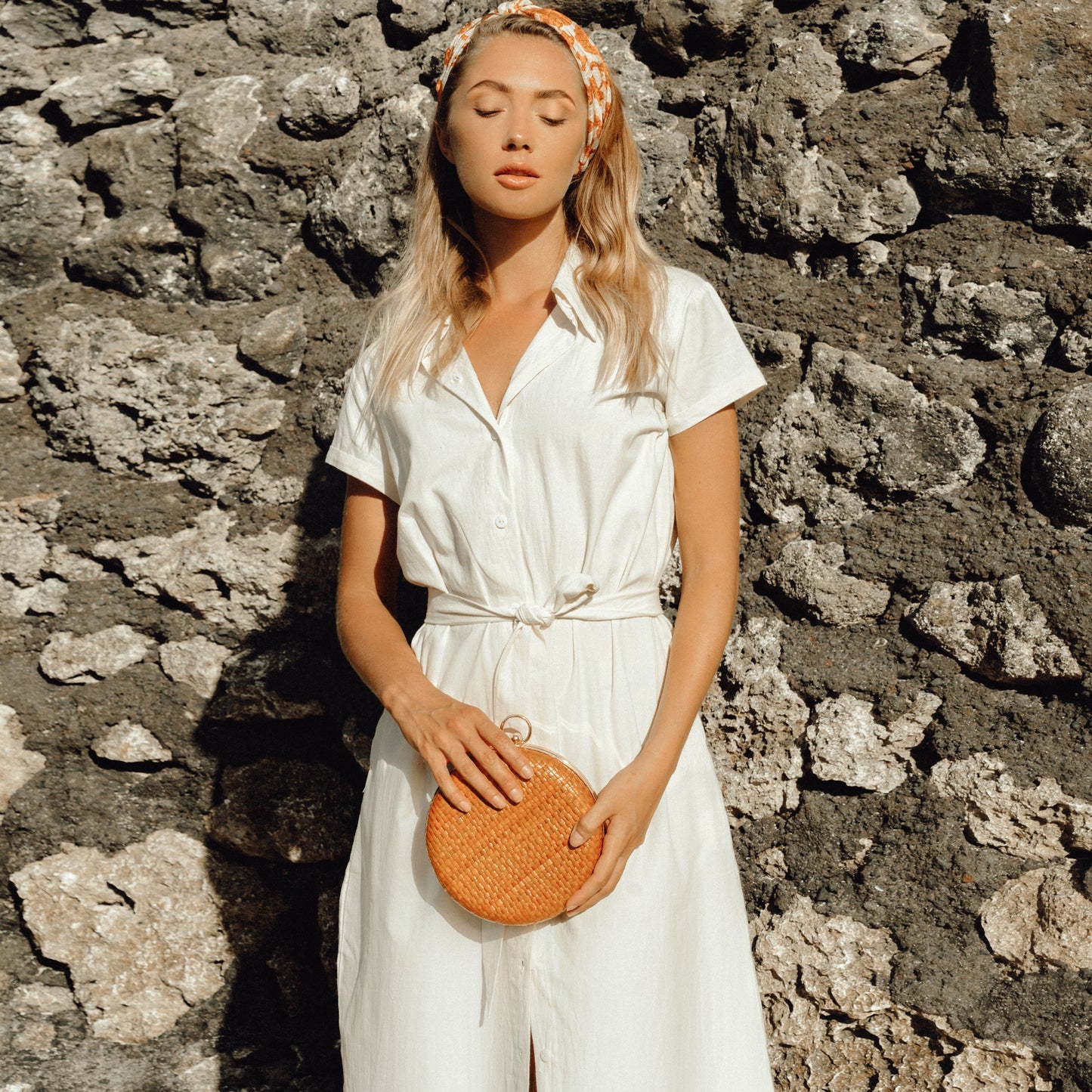 Safari Linen Midi Dress in Off White