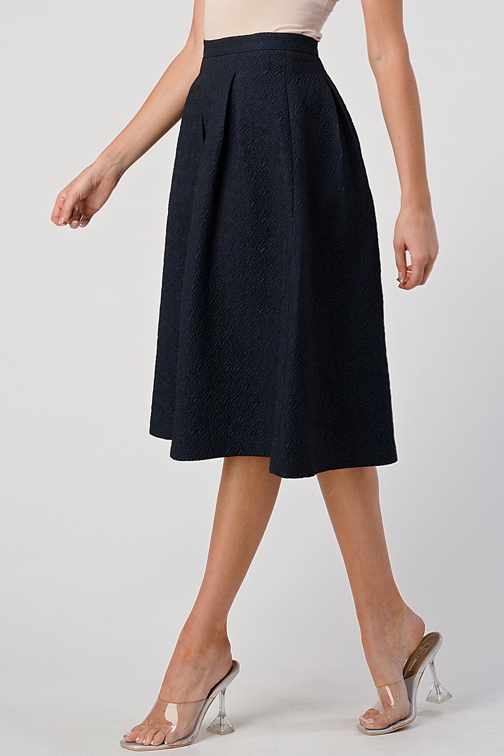 Pleated Waist Mid-Length Puffy Skirt