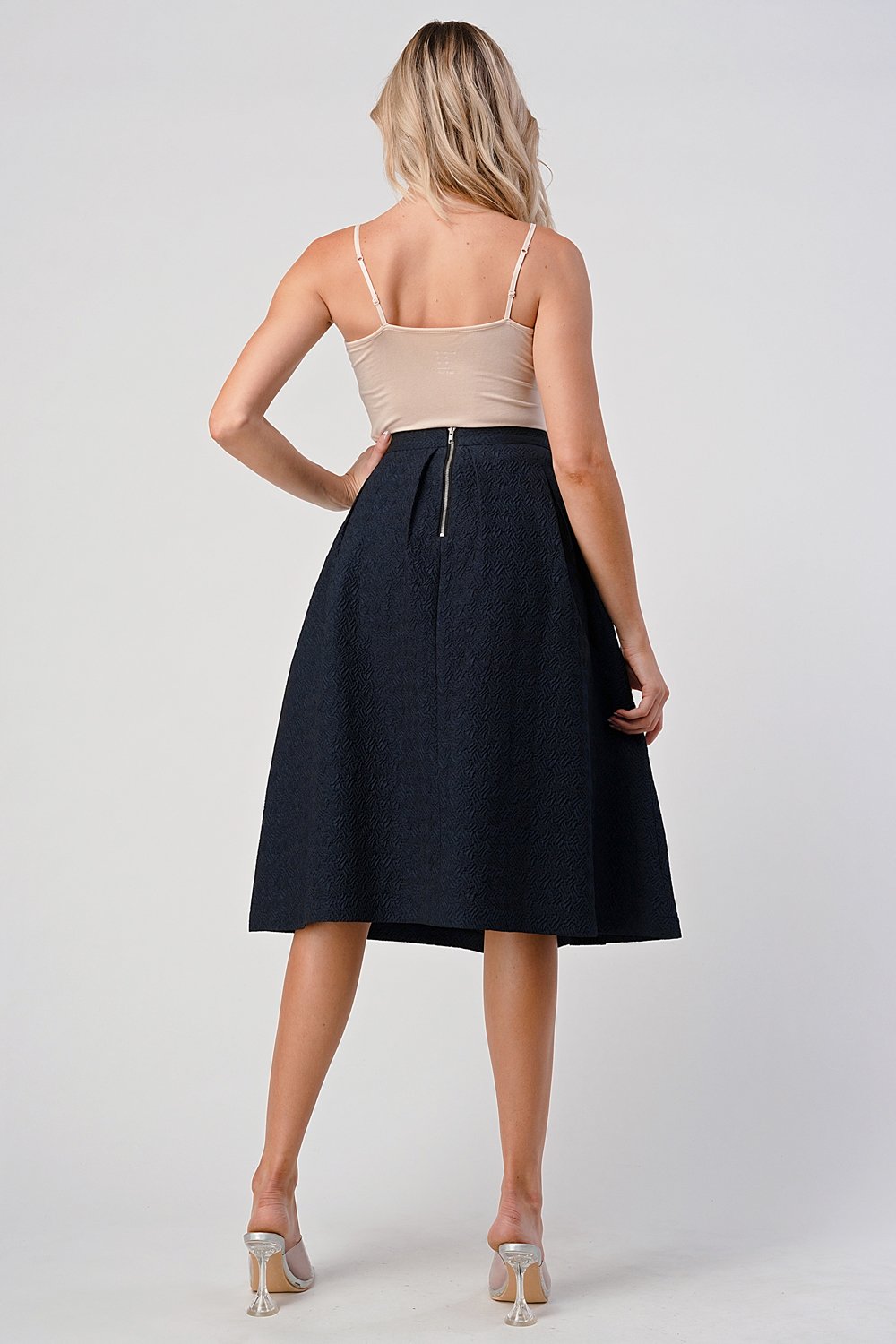 Pleated Waist Mid-Length Puffy Skirt