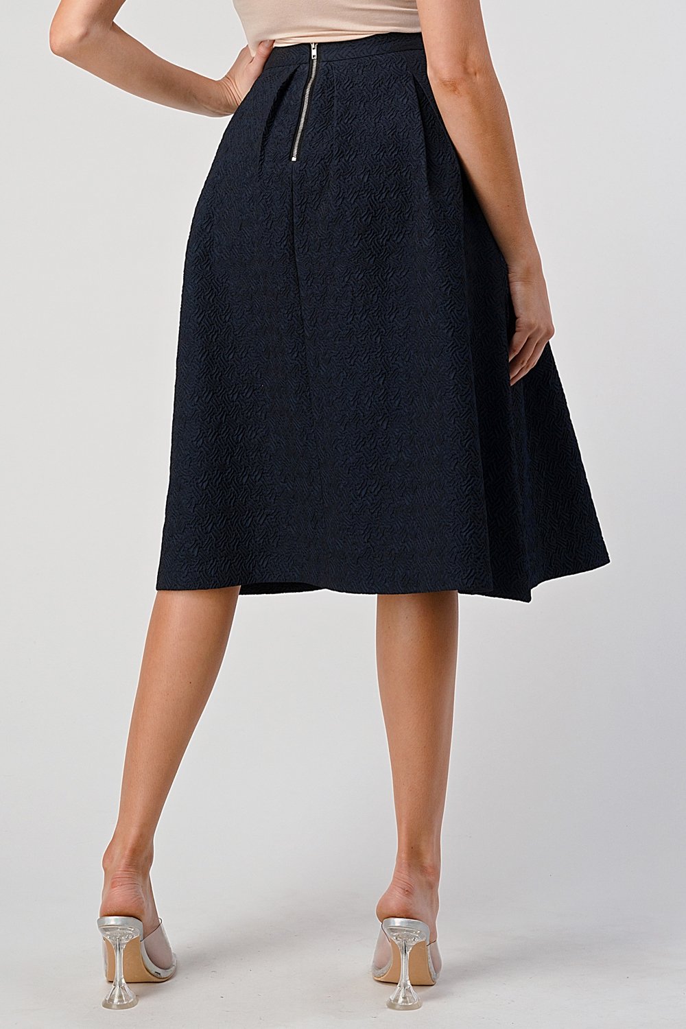 Pleated Waist Mid-Length Puffy Skirt