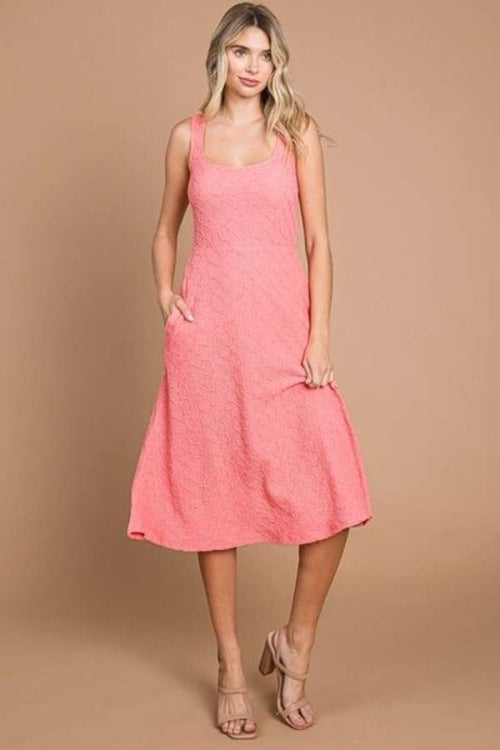 Culture Code Square Neck Tank Dress in Happy Pink