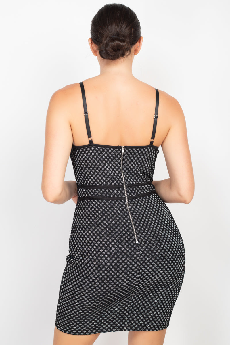 Sleeveless Sparkle Honeycomb Dress in Black