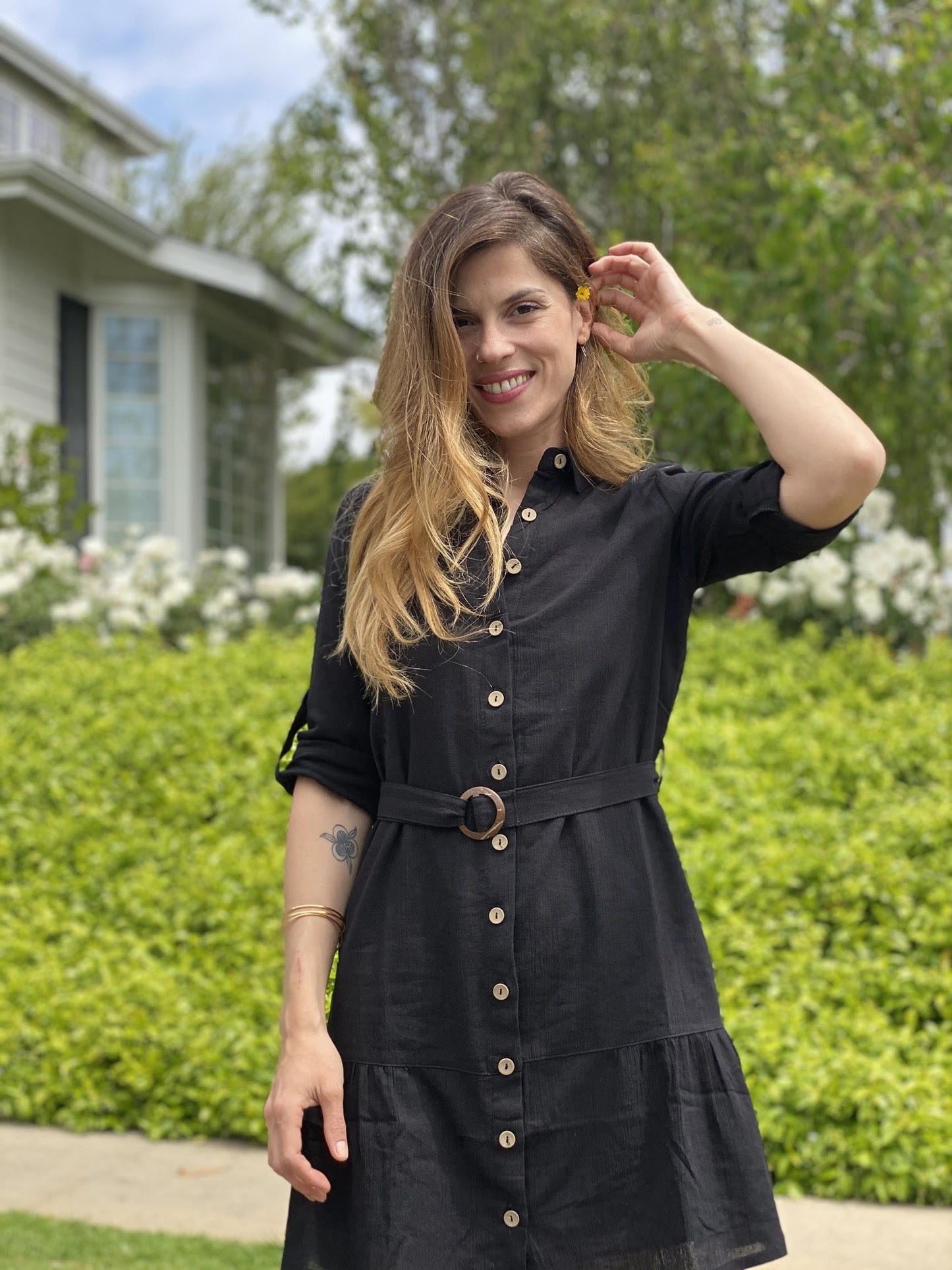 Delfina Black Shirt Dress