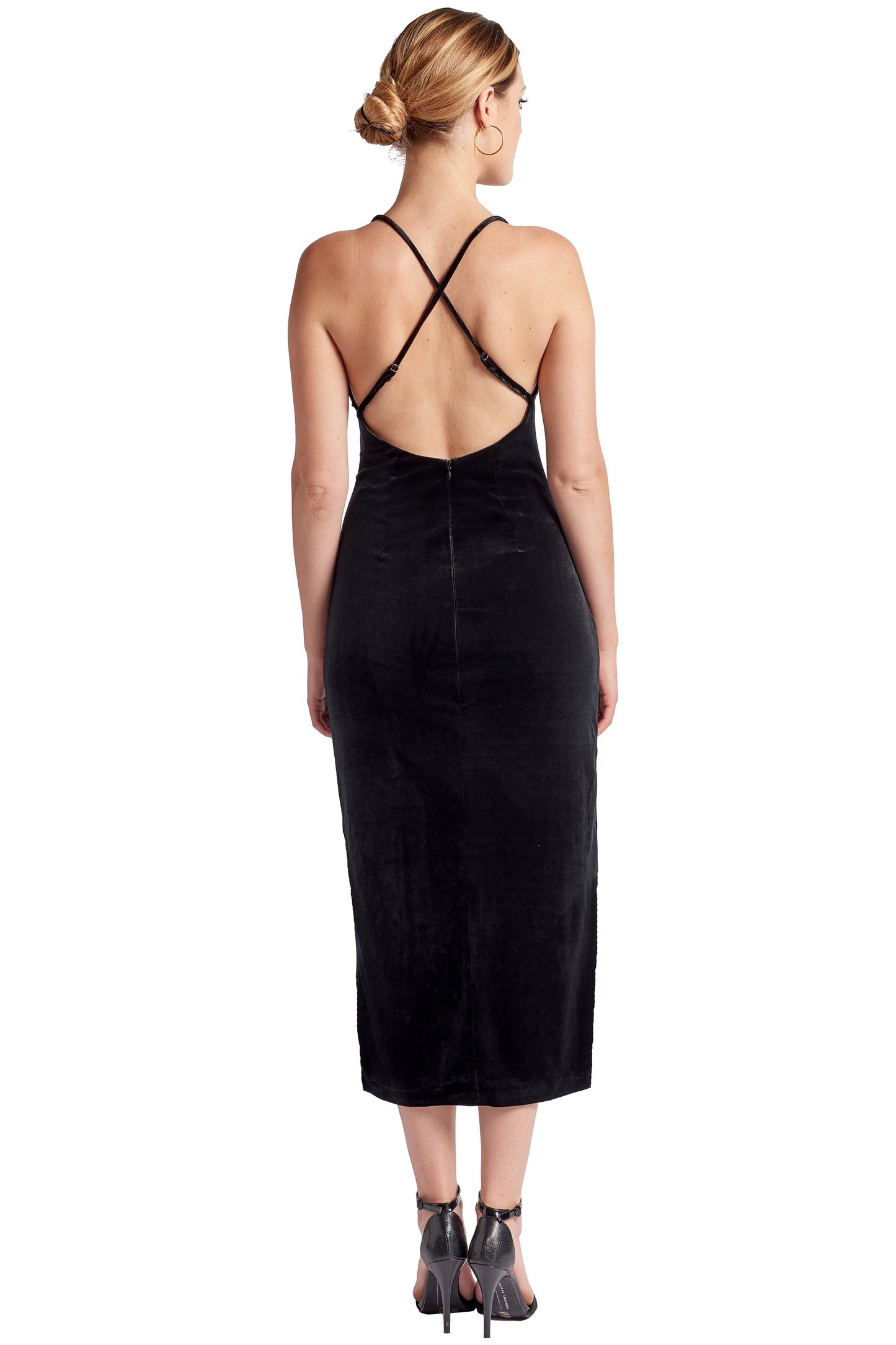 Elle Velvet Slip Dress in Black