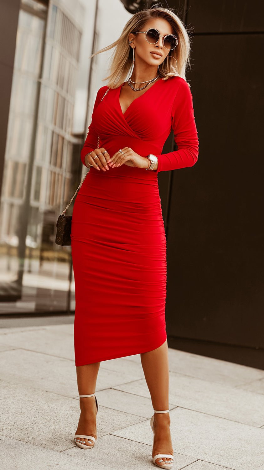 Sheath Wrap Dress in Red