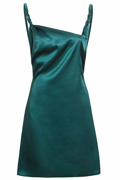 Emerald Green Satin Backless Mini Dress (Limited Edition)