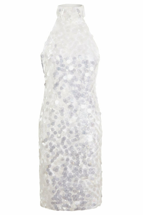 Backless Sequin Mini Dress in White