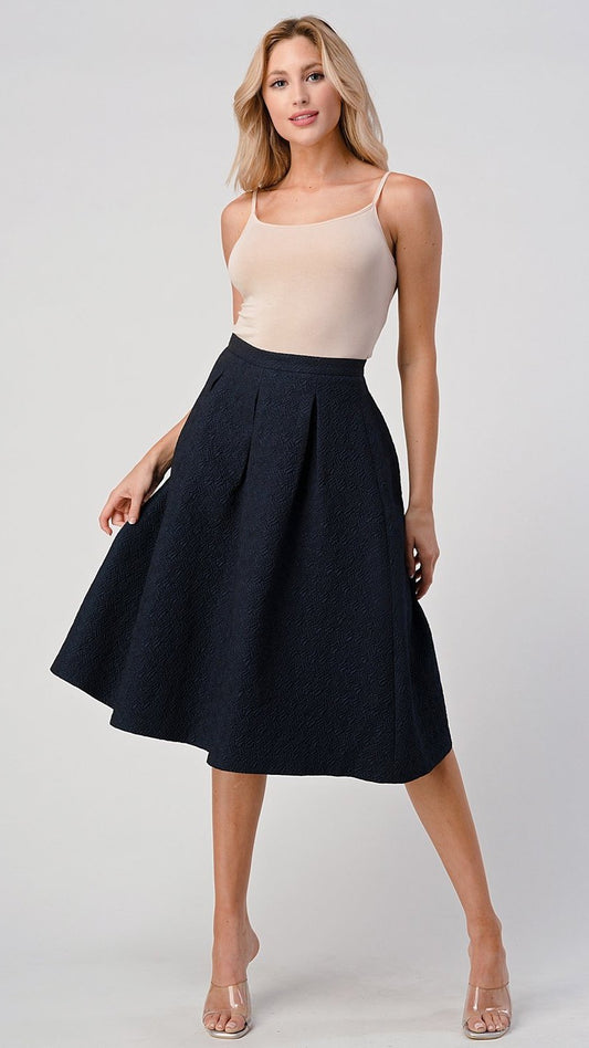 Pleated Waist Mid-Length Puffy Skirt