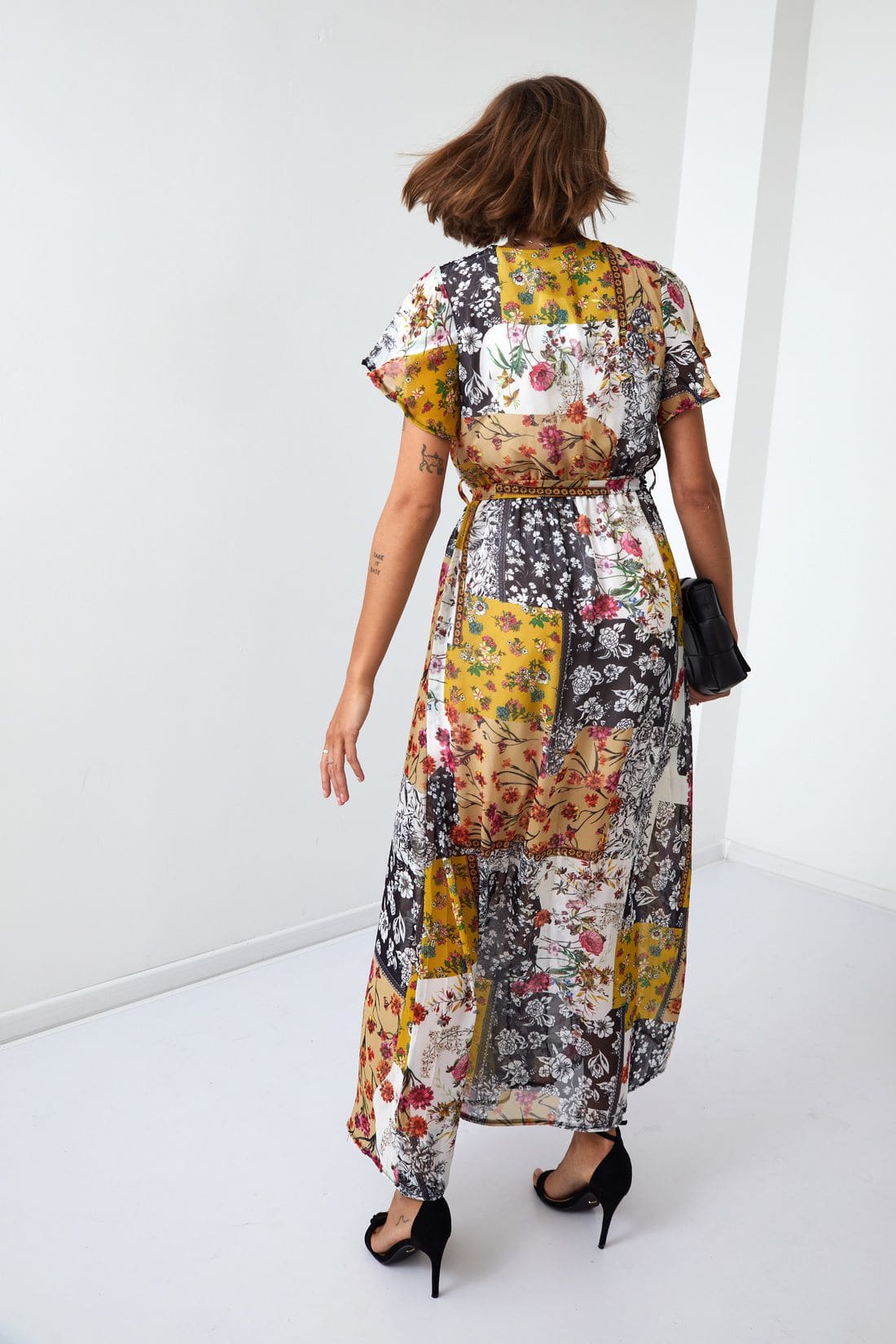 Maxi Floral Wrap Patch Dress