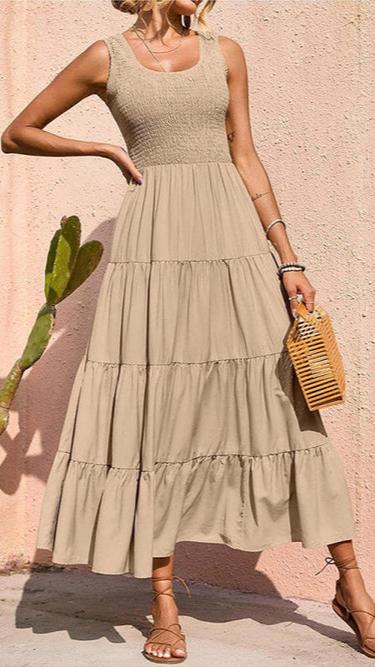 A-line Large Hem Dress in Khaki